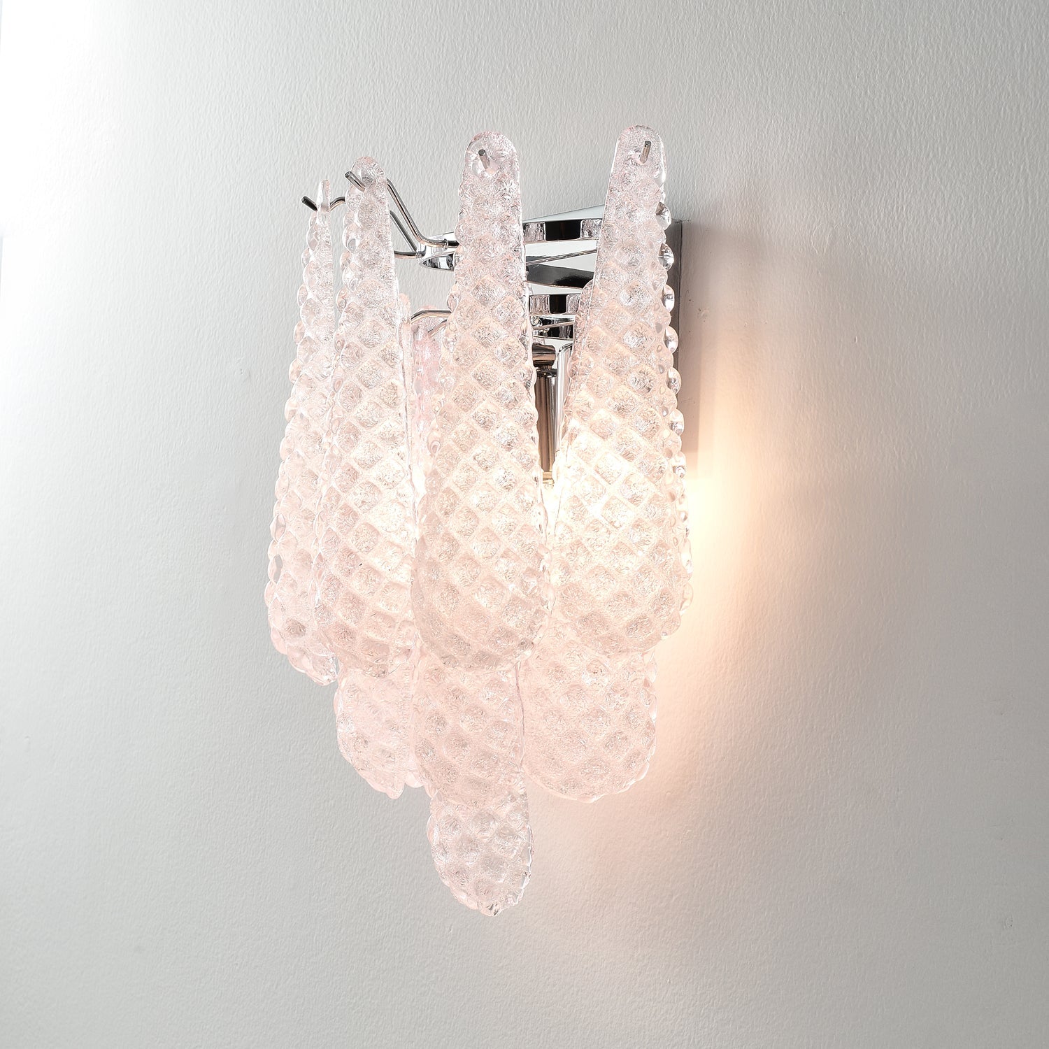 Aurora Wall Sconce Pink Waffle Glass Modern - Neutralighting