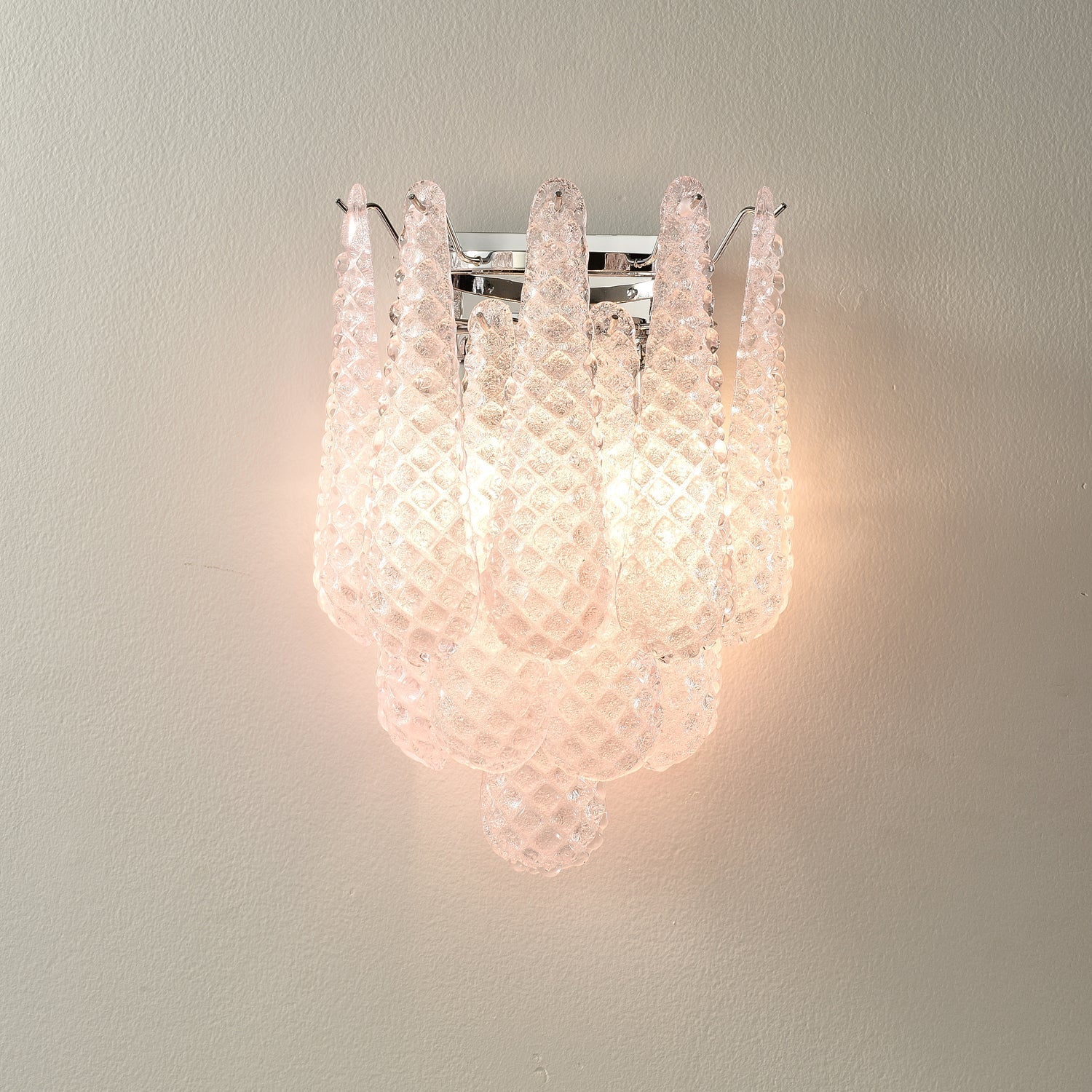 Aurora Wall Sconce Pink Waffle Glass Modern - Neutralighting