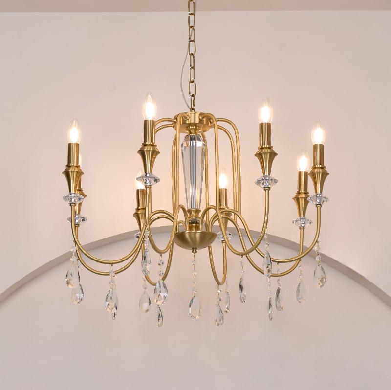 Ercararis Vintage Industrial Brass Crystal Chandelier - Lamp Copper