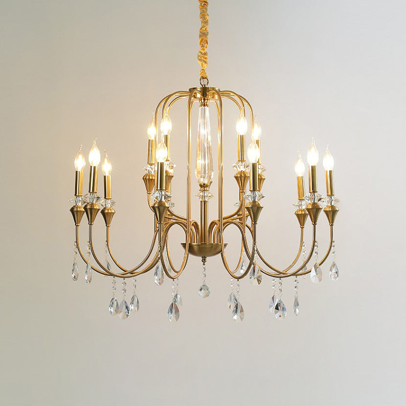 Ercararis Vintage Industrial Brass Crystal Chandelier - Lamp Copper