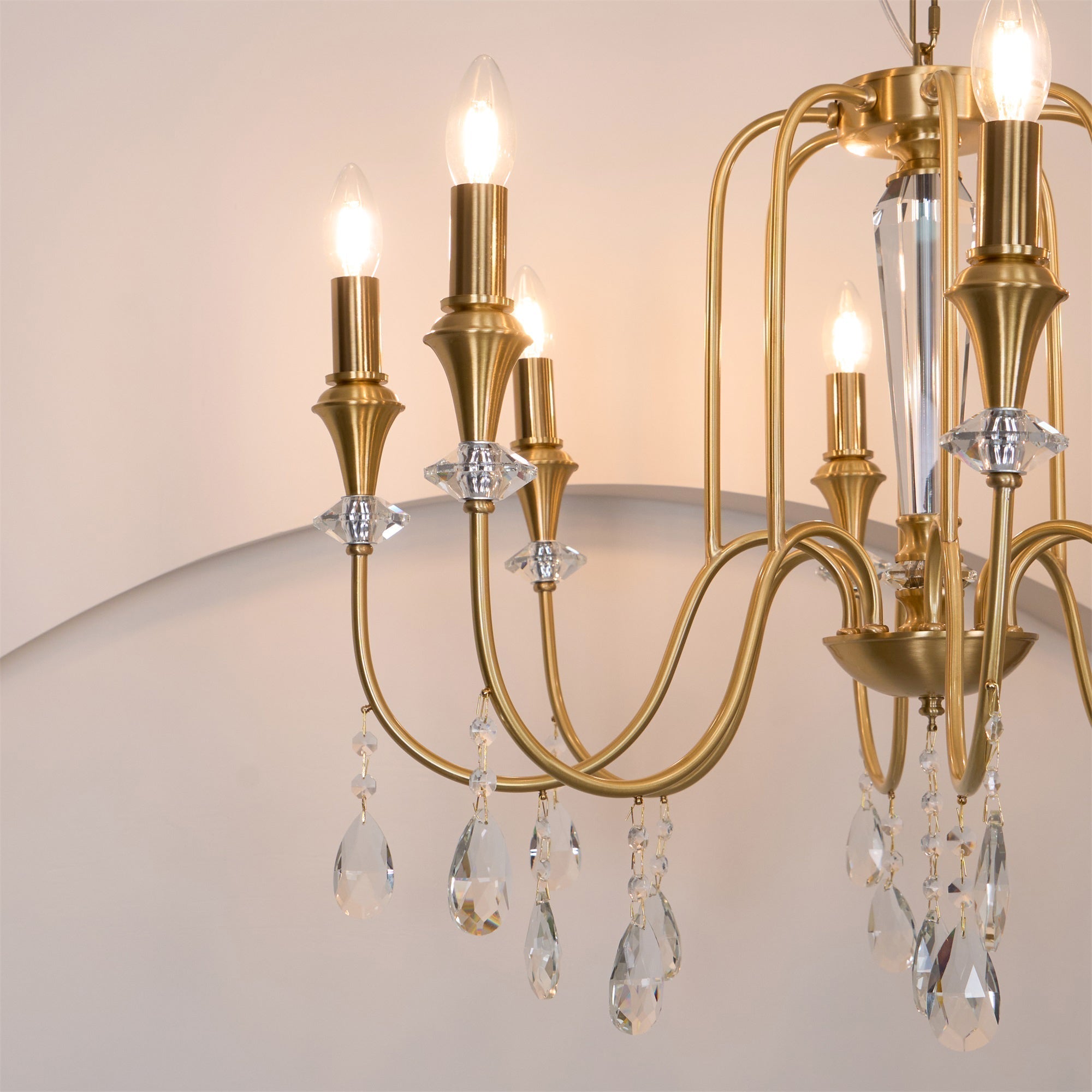 Ercararis Vintage Industrial Brass Crystal Chandelier - Lamp Copper