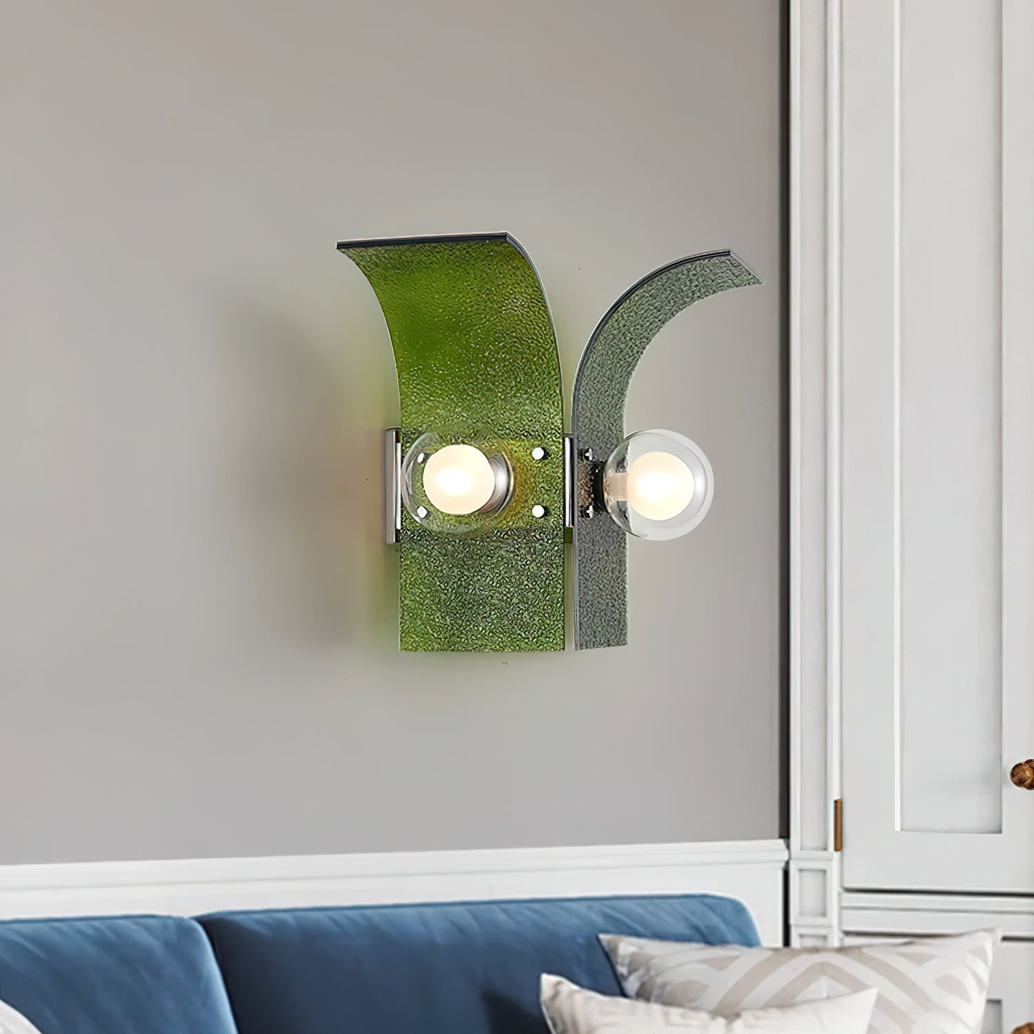 Wall Light Textured Glass Panels Dual Globes - Letslighting