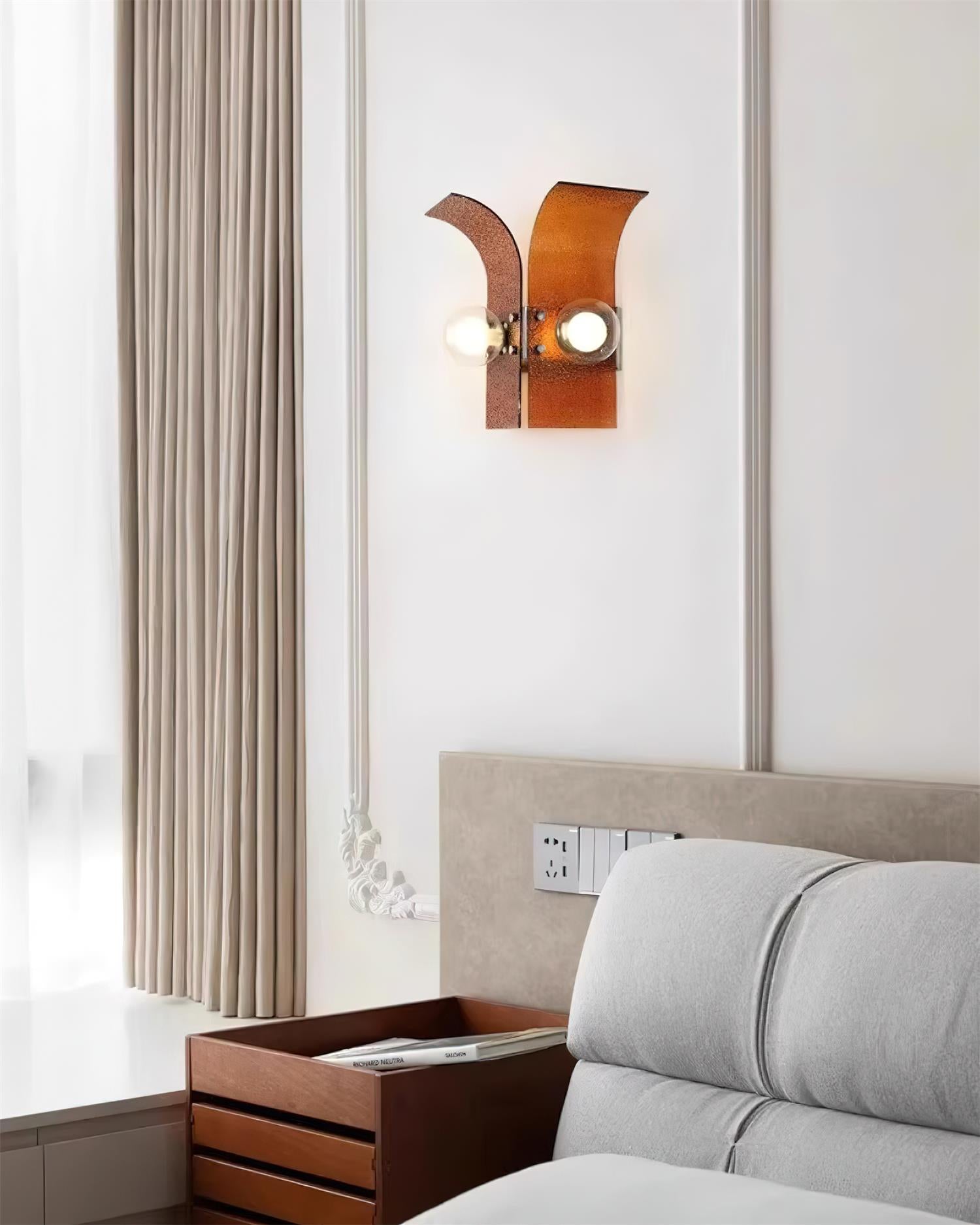 Wall Light Textured Glass Panels Dual Globes - Letslighting