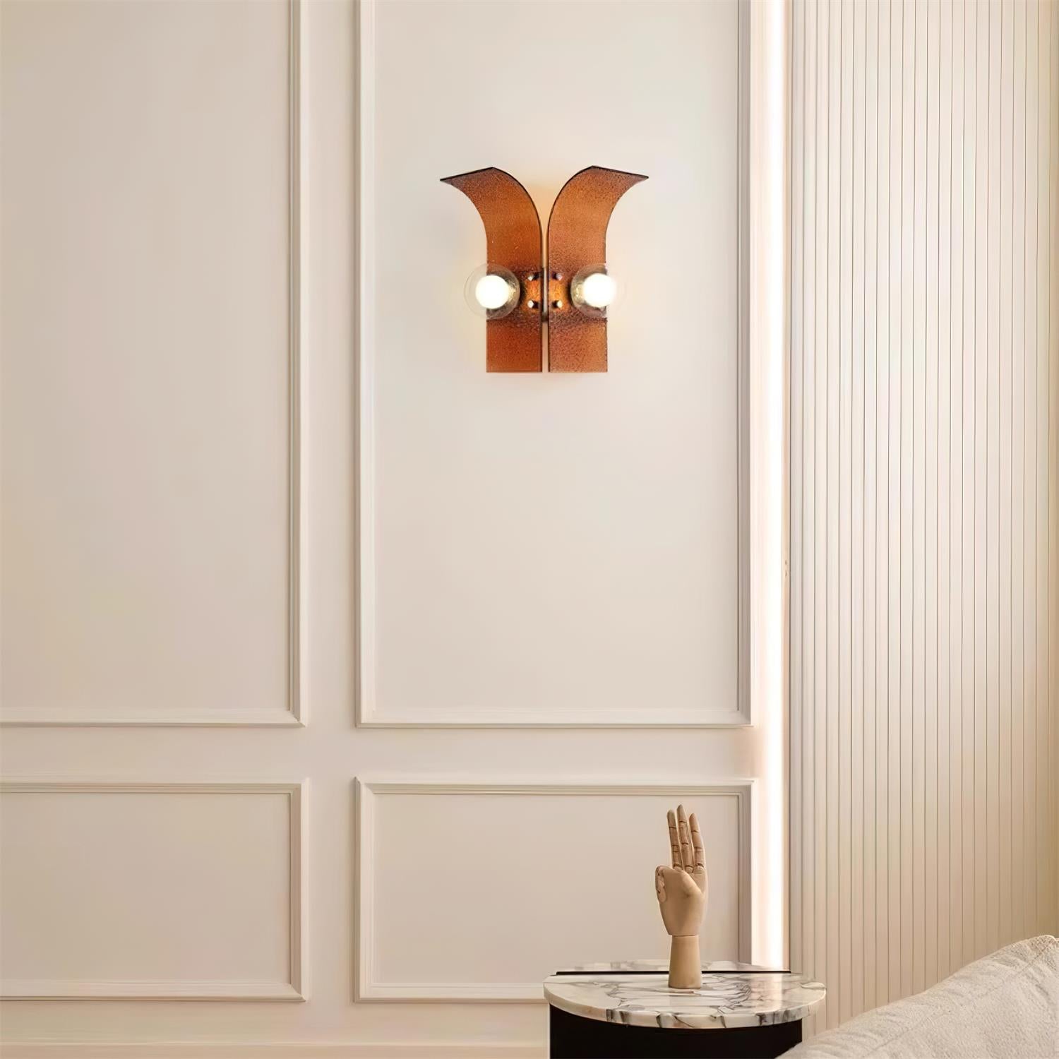 Wall Light Textured Glass Panels Dual Globes - Letslighting