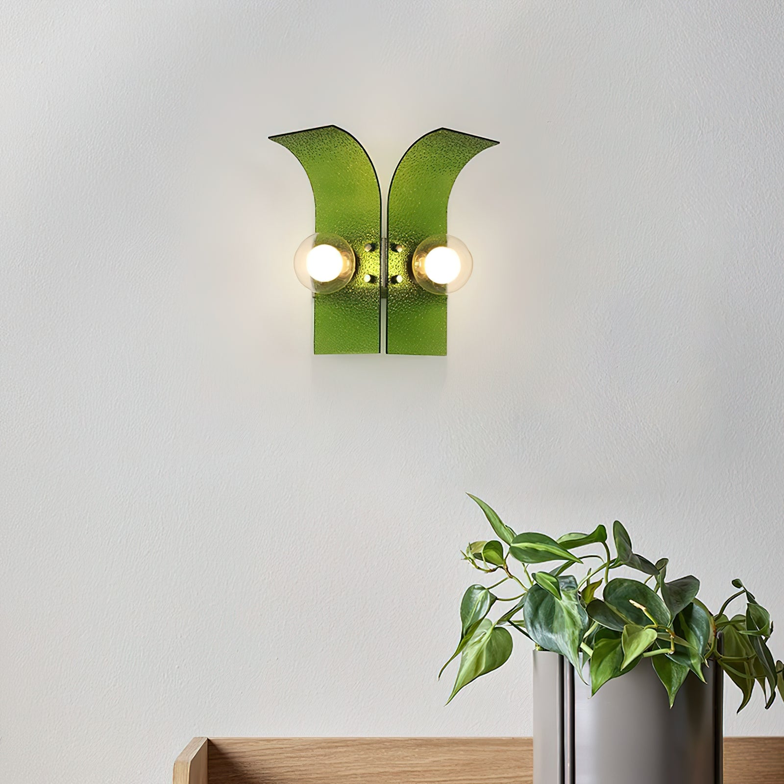 Wall Light Textured Glass Panels Dual Globes - Letslighting