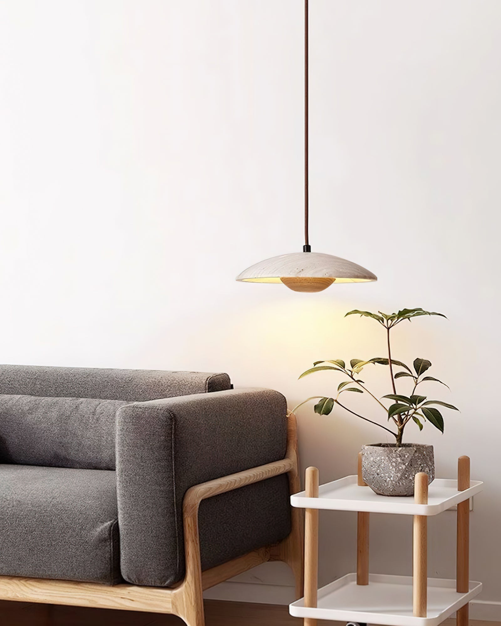 Zodore Wide-Brim Travertine Pendant Light - Neutralighting