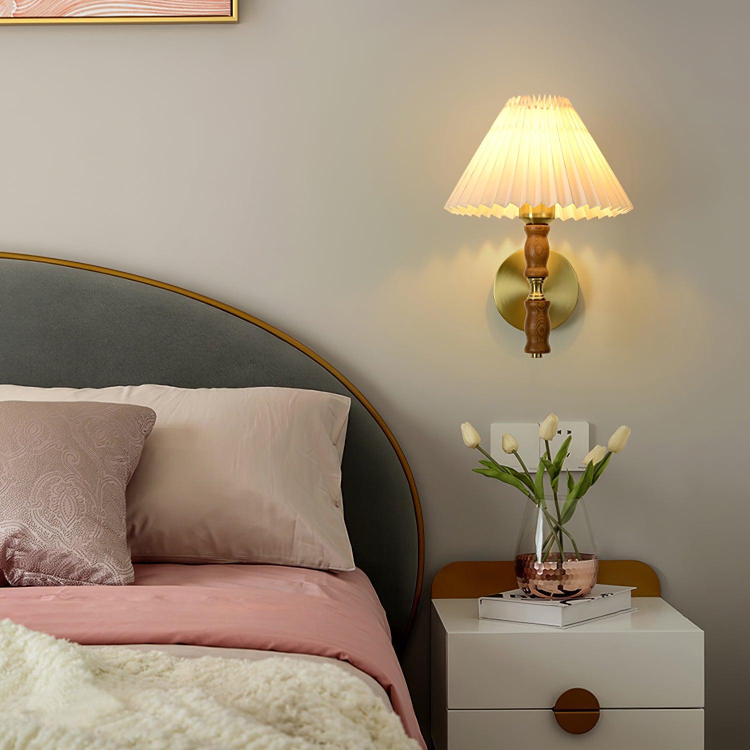 Pleated Walnut Wall Light - Blowlighting