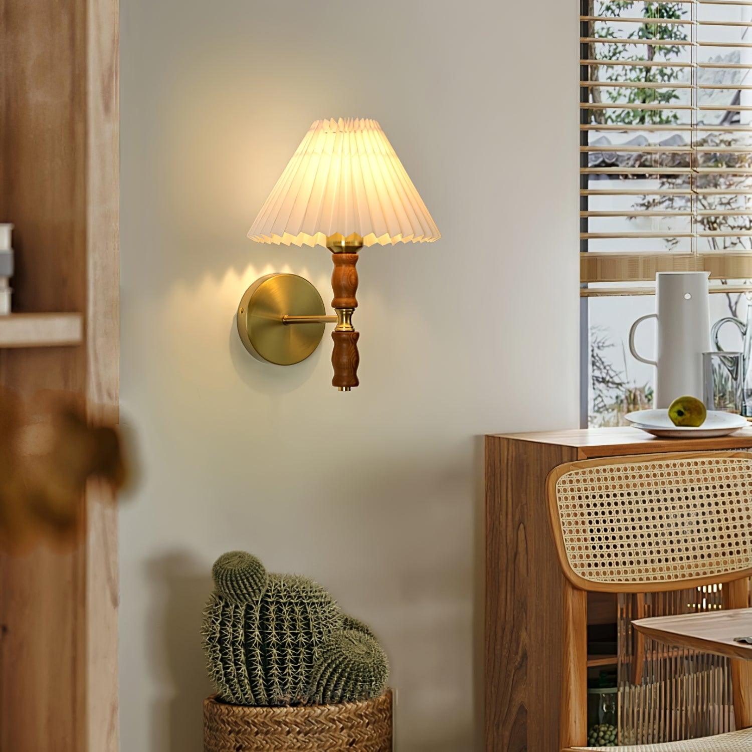 Pleated Walnut Wall Light - Blowlighting