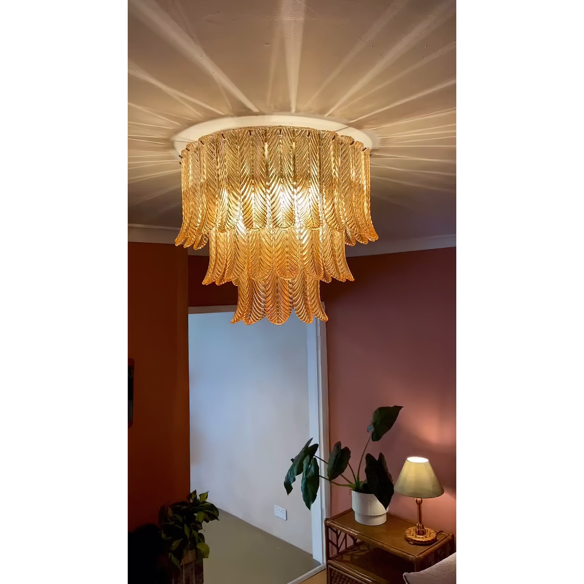 Vosolara Postmodern Luxury Brass Glass Ceiling Light - Lamp Copper