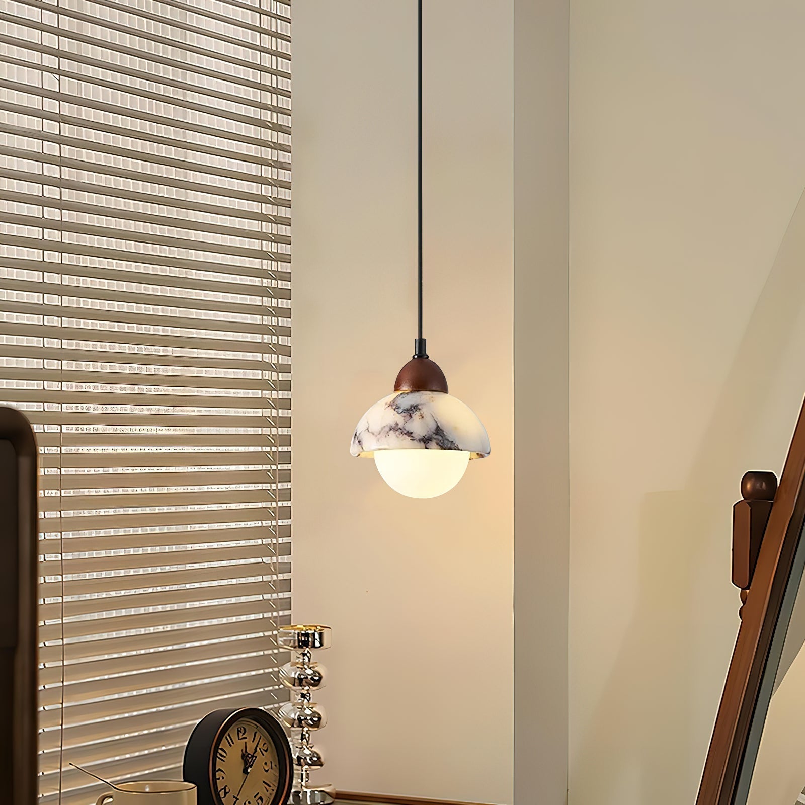 Vilaeisra Modern Minimalist Wooden Marble Pendant Lamp - Lamp Copper