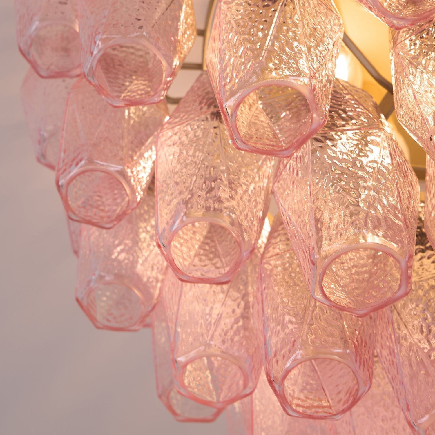 Aurora Ceiling Lamp Poliedri Pink Murano Glass Layered Flush Mount - Neutralighting