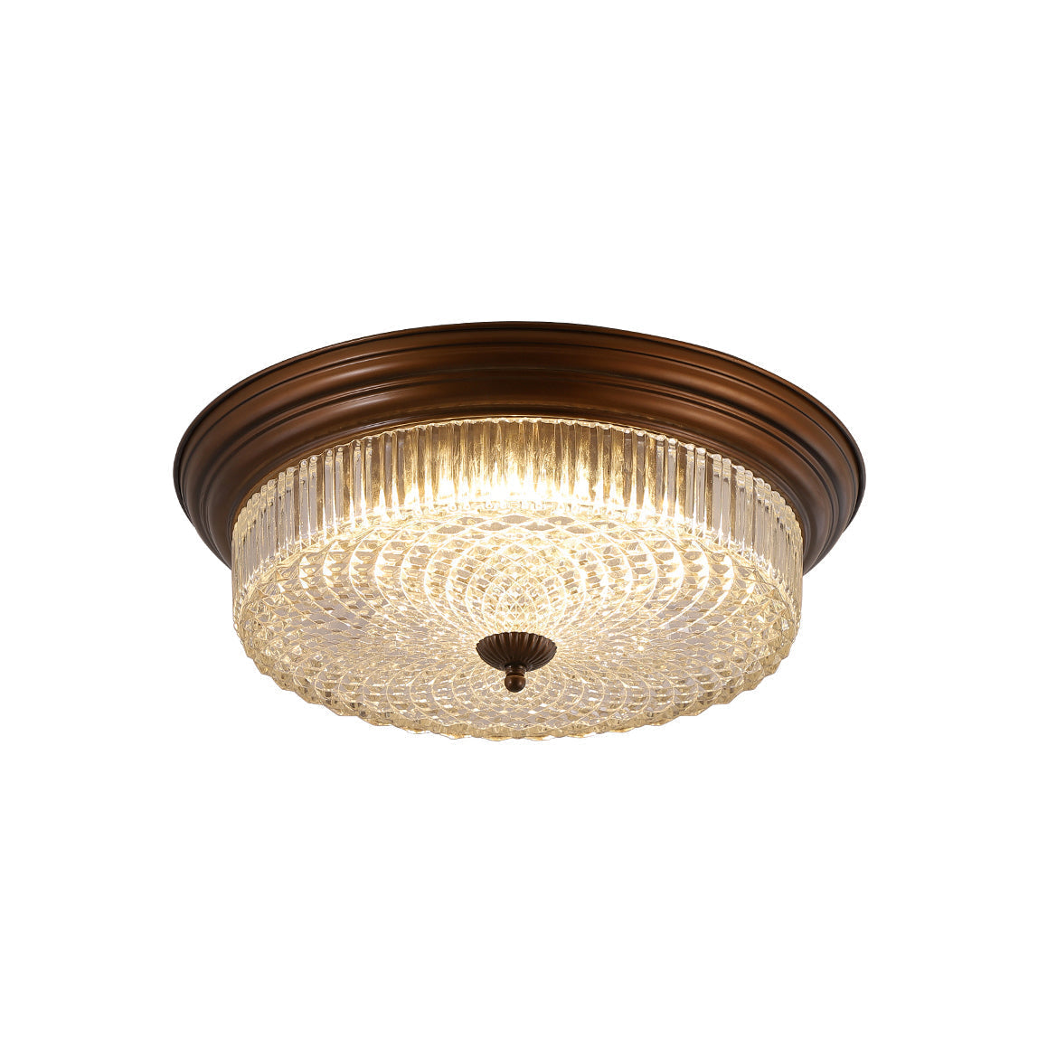 Ulcarir Modern Minimalist Retro Metal Glass Flush Ceiling Lamp - Lamp Copper