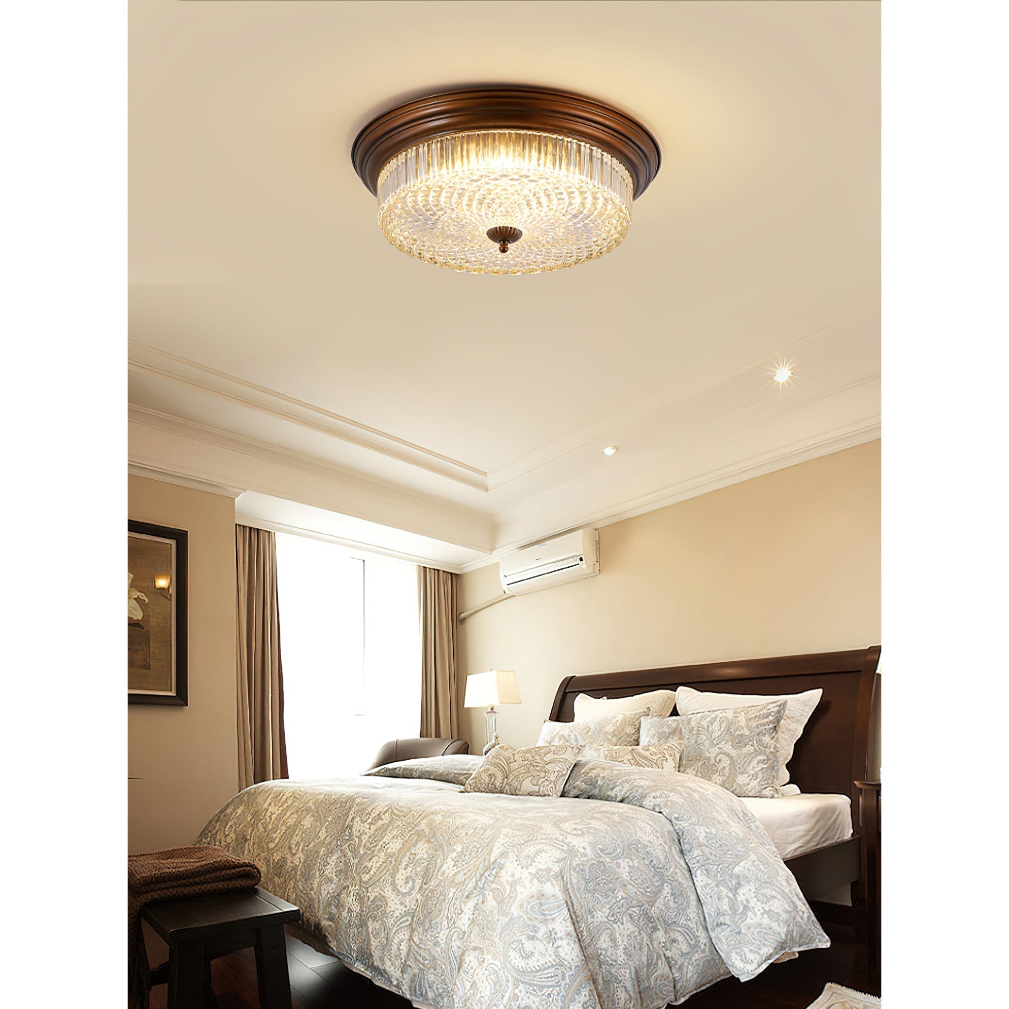 Ulcarir Modern Minimalist Retro Metal Glass Flush Ceiling Lamp - Lamp Copper