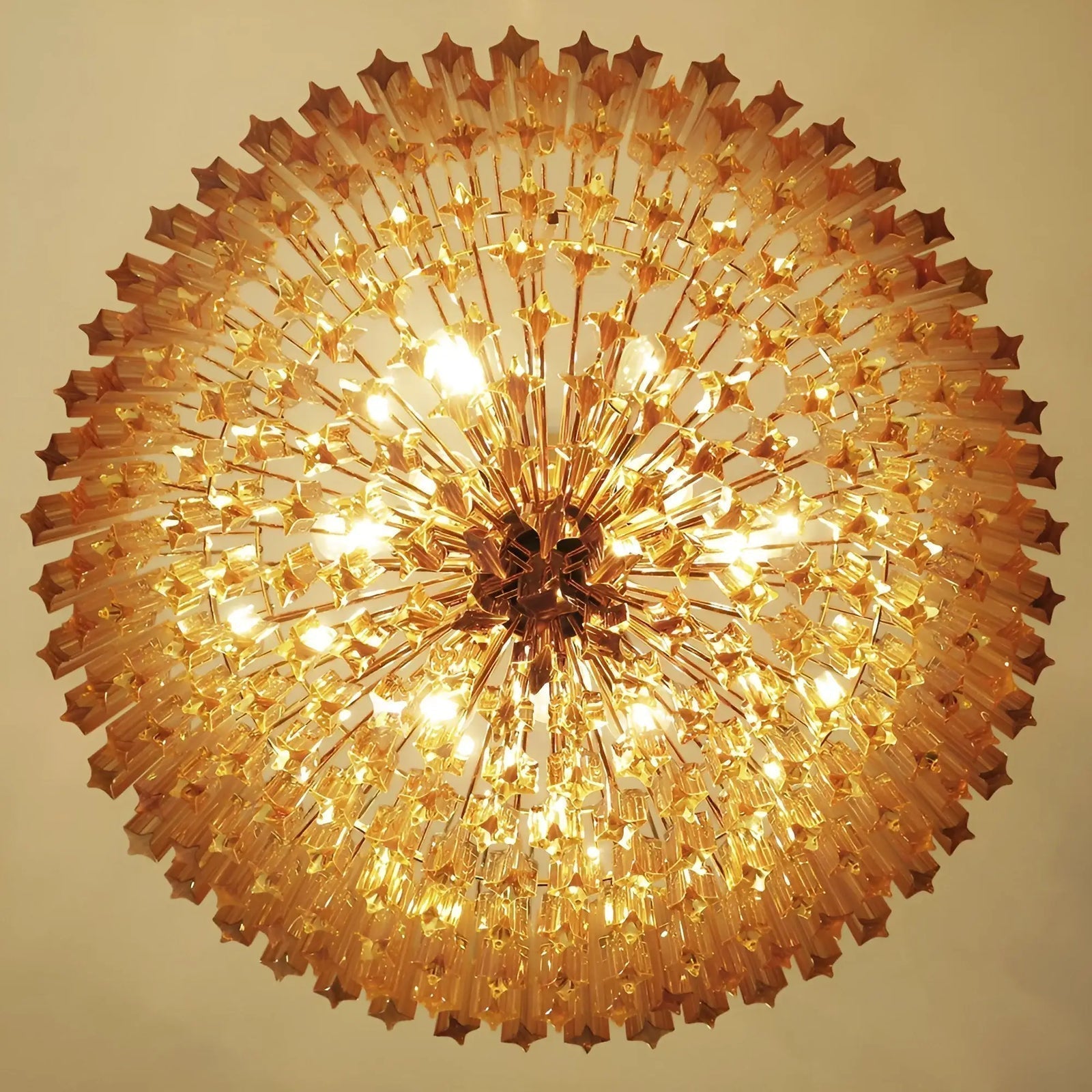 Aurora Chandelier Amber Murano Glass Prism Grand Art - Neutralighting