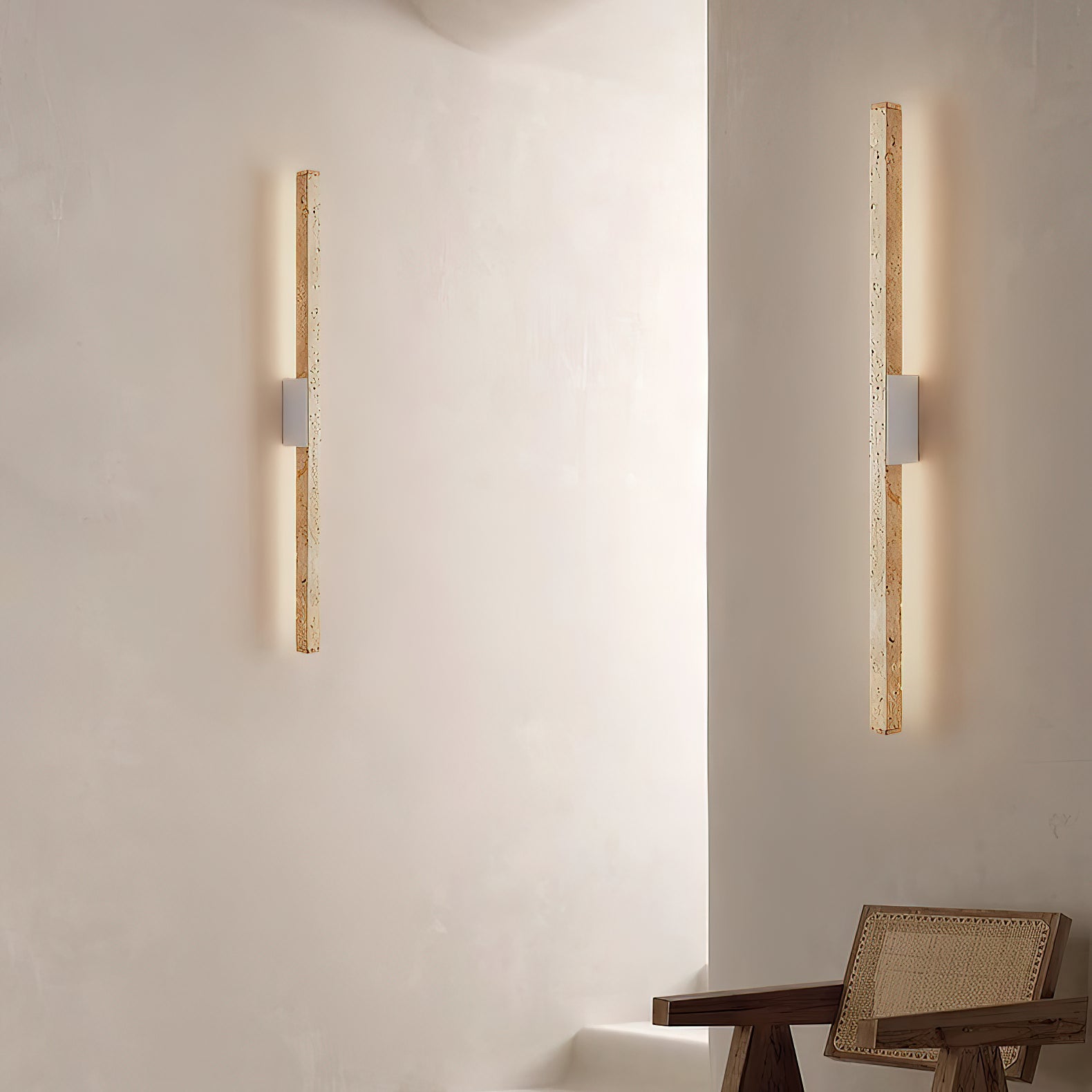 Vivyna Modern Minimalist Travertine Wall Lamp - Lamp Copper