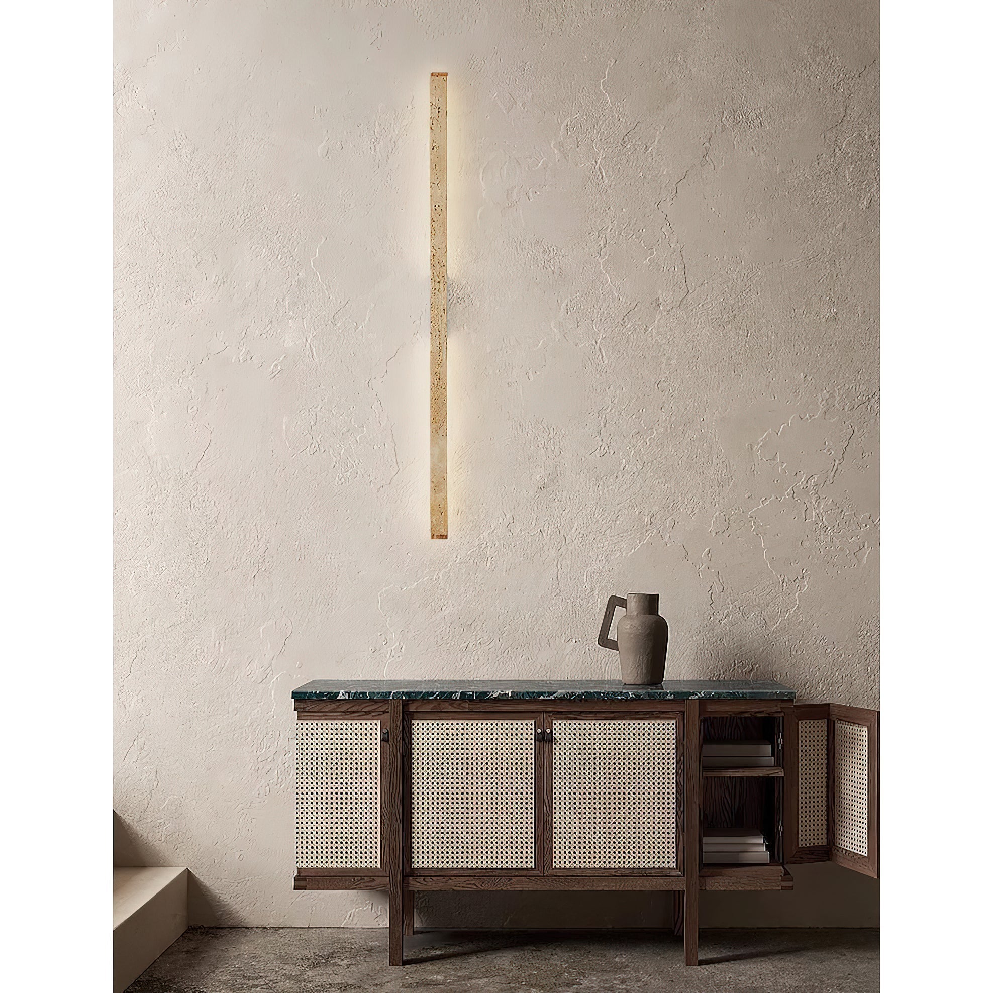 Vivyna Modern Minimalist Travertine Wall Lamp - Lamp Copper