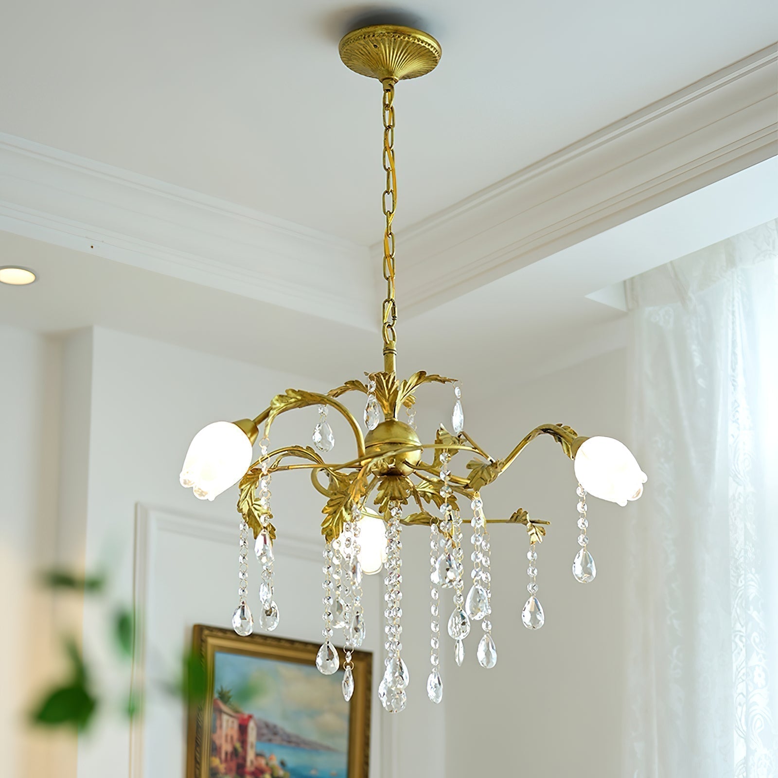 Vasorus Vintage Industrial Brass Crystal Chandelier - Lamp Copper