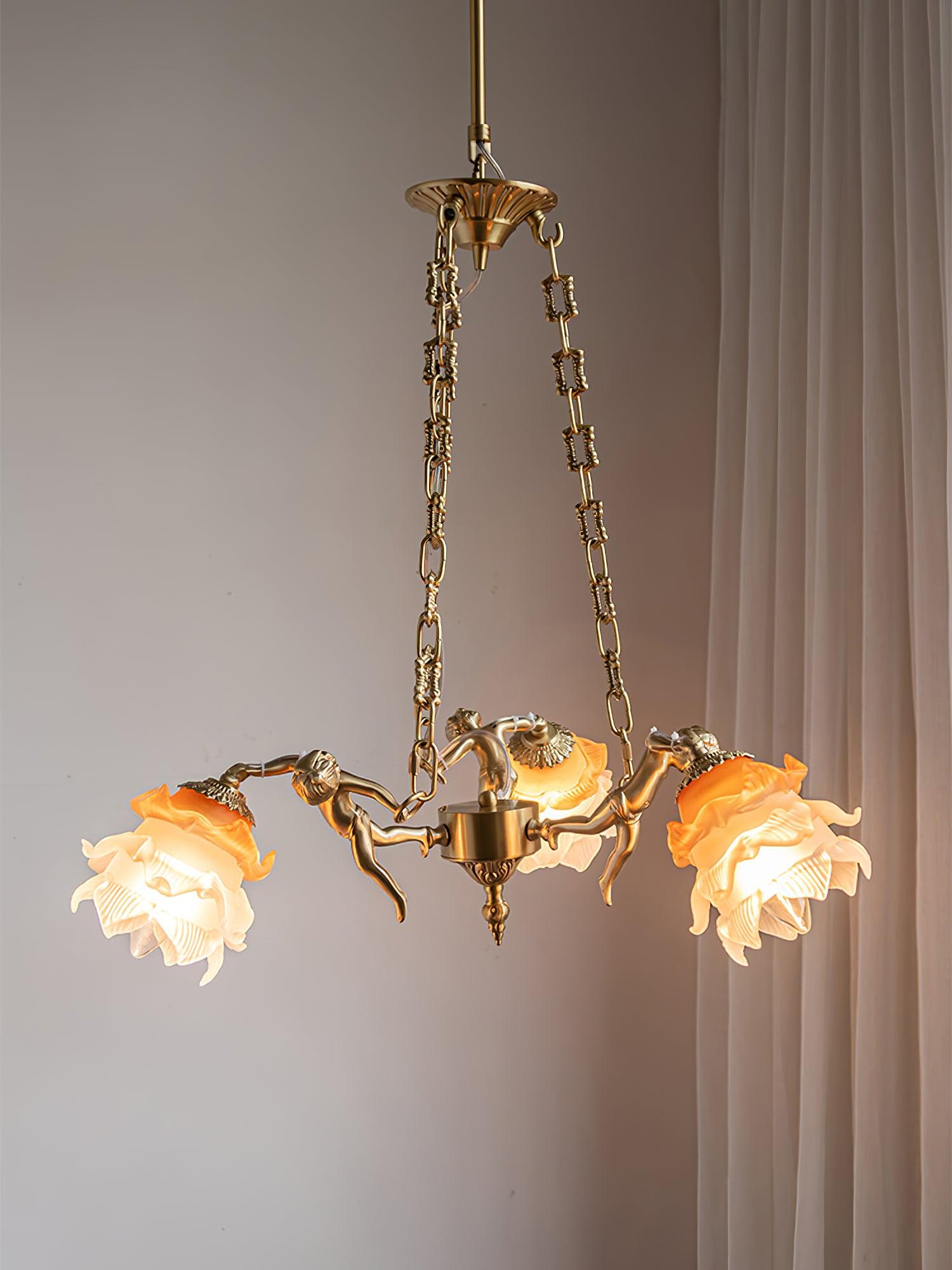 Putti Statuettes Brass Suspension - Blowlighting
