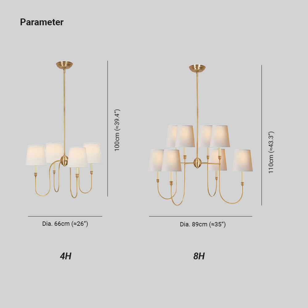 Silva Lampadario di Lusso in Ottone e Tessuto