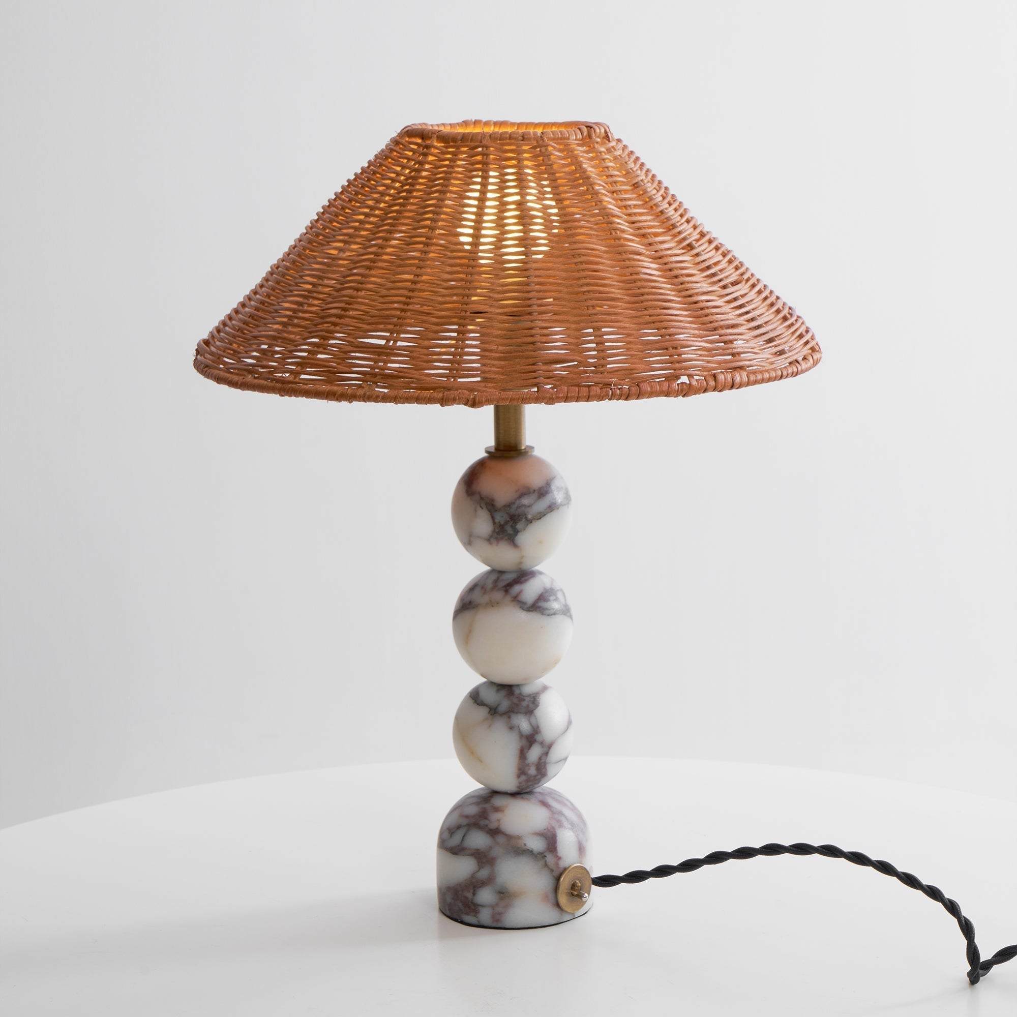 Rattan Marble Table Lamp - Lamp Copper