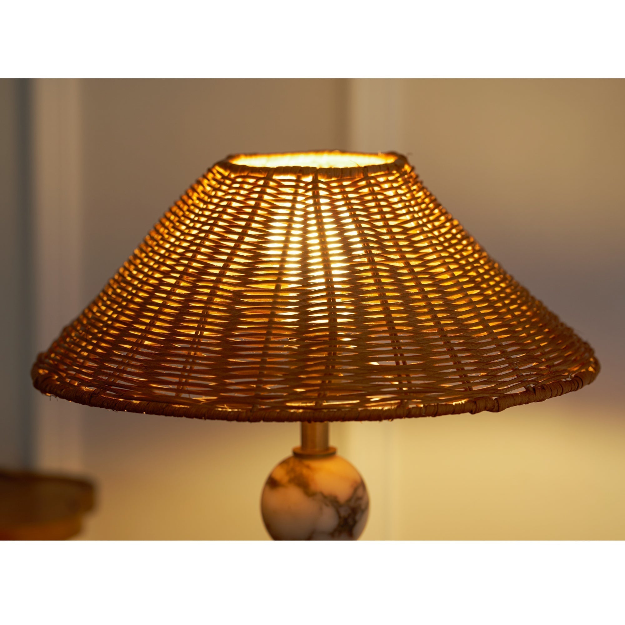Rattan Marble Table Lamp - Lamp Copper
