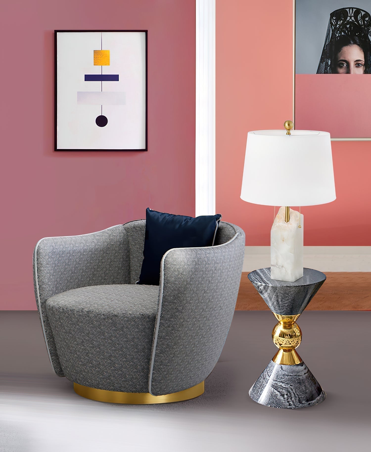 Raw Alabaster Table Lamp - Lamp Copper