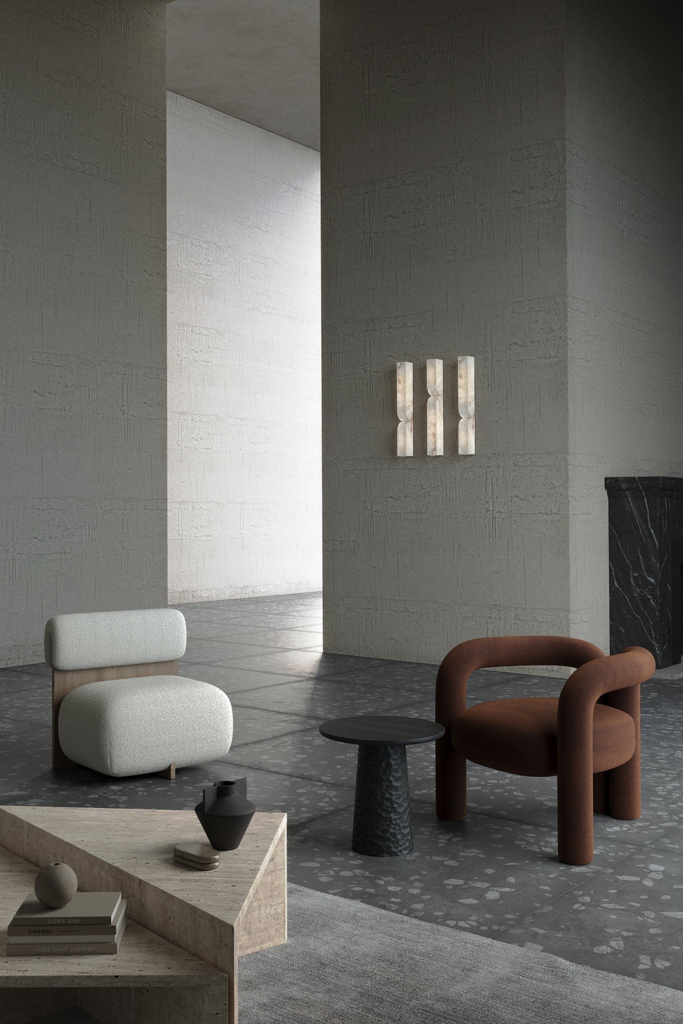 Lyvenisra Modern Minimalist Rectangular Alabaster Wall Lamp - Lamp Copper