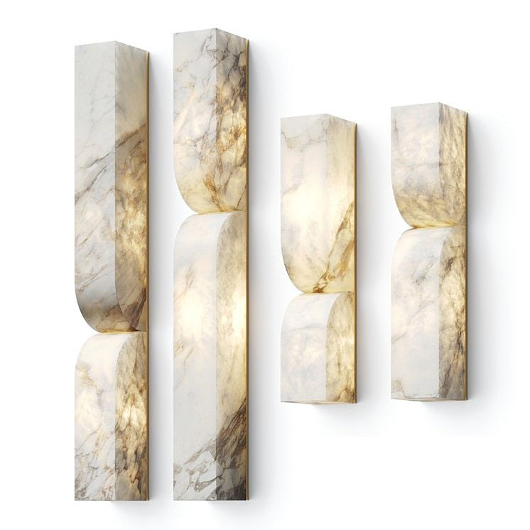 Lyvenisra Modern Minimalist Rectangular Alabaster Wall Lamp - Lamp Copper