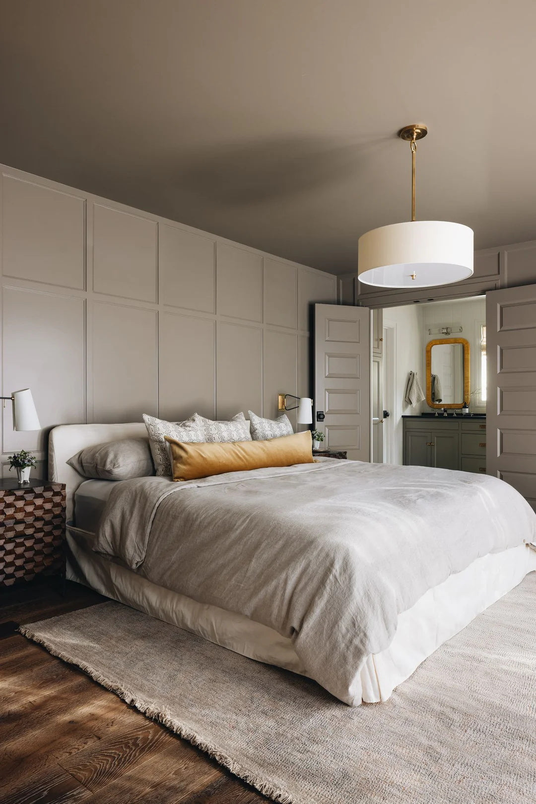 Olvynis Modern Minimalist Hanging Brass Fabric Pendant Lamp - Lamp Copper