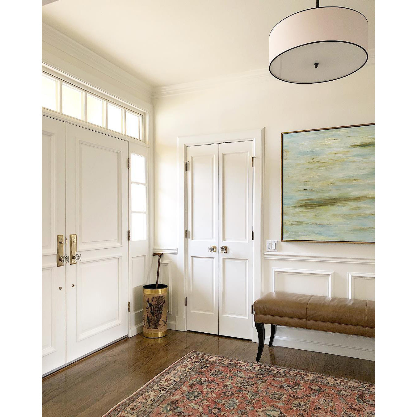 Olvynis Modern Minimalist Hanging Brass Fabric Pendant Lamp - Lamp Copper