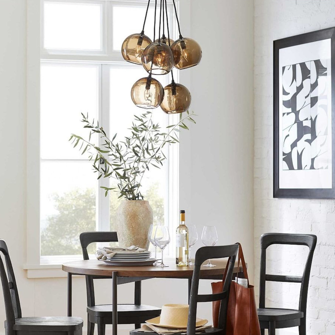 Ucaryra Modern Minimalist Glass Metal Pendant Lamp - Lamp Copper