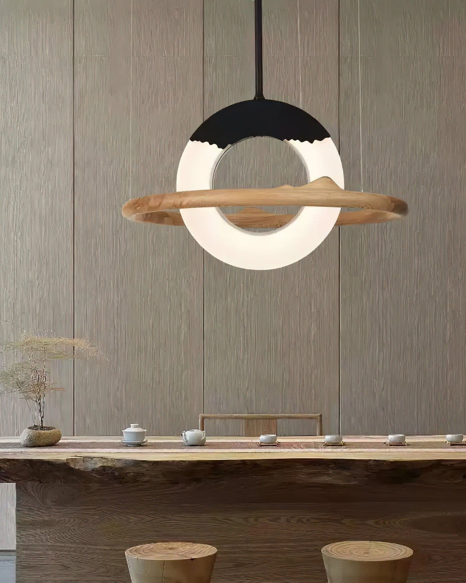 Mytalan Circular Acrylic Wood Pendant Light - Blowlighting