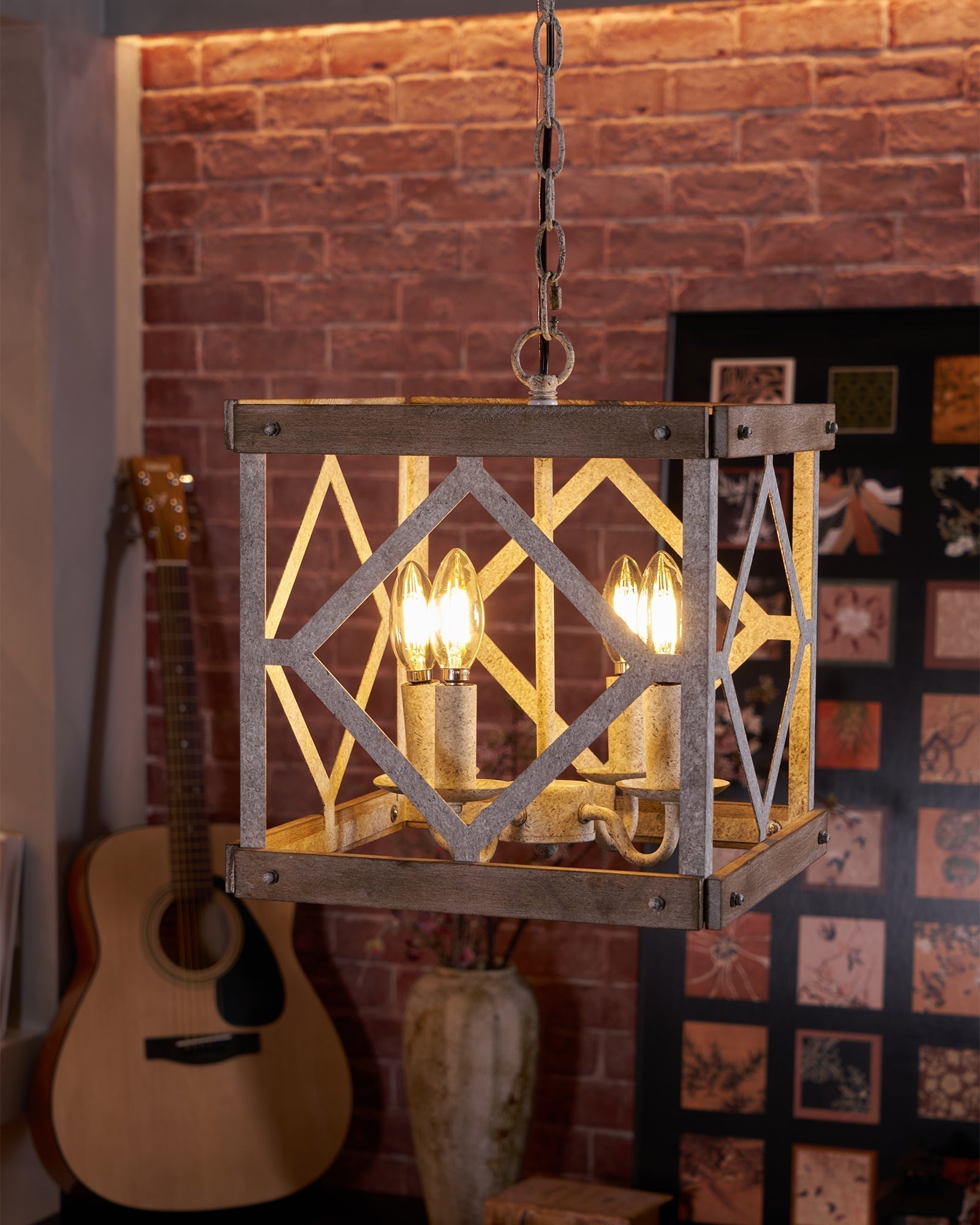 Zelaeora Individual Creativity 4 - Light Wooden Metal Pendant Lamp - Lamp Copper