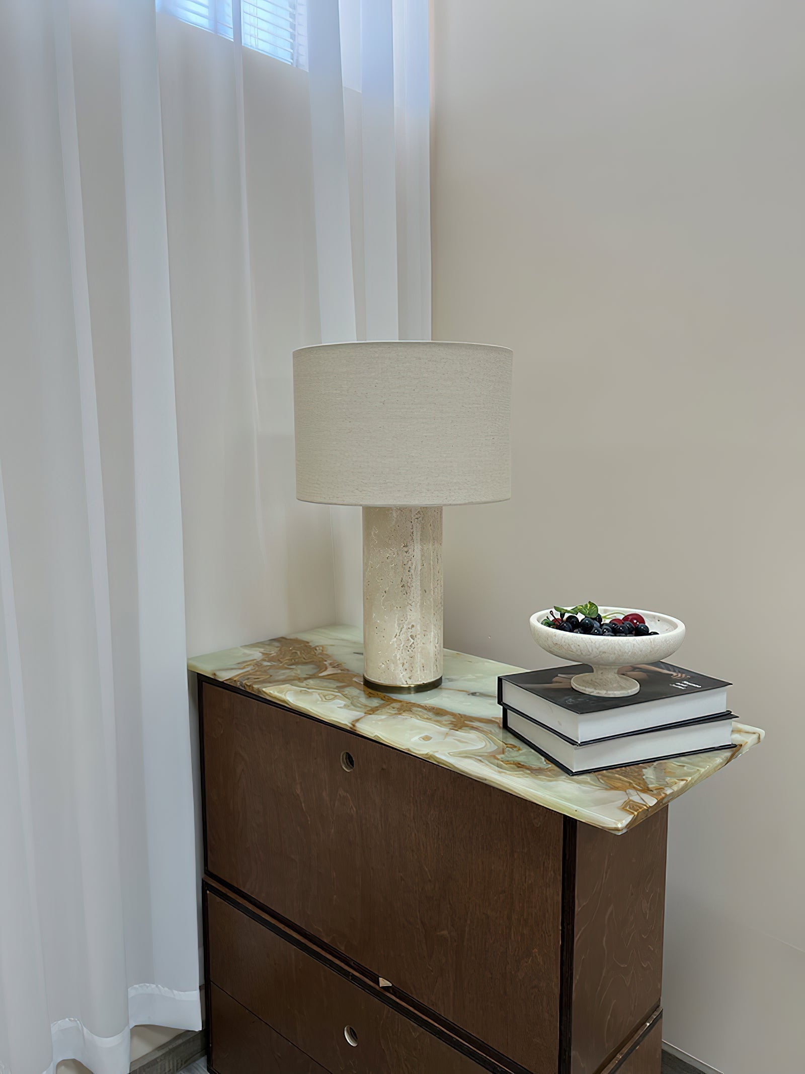Remi Stone Table Lamp - Lamp Copper