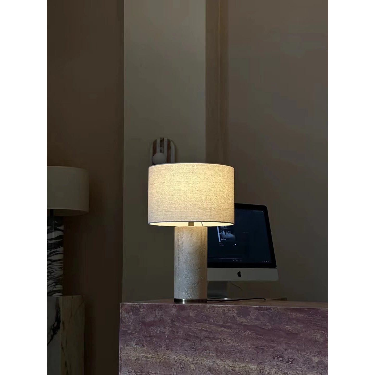Remi Stone Table Lamp - Lamp Copper