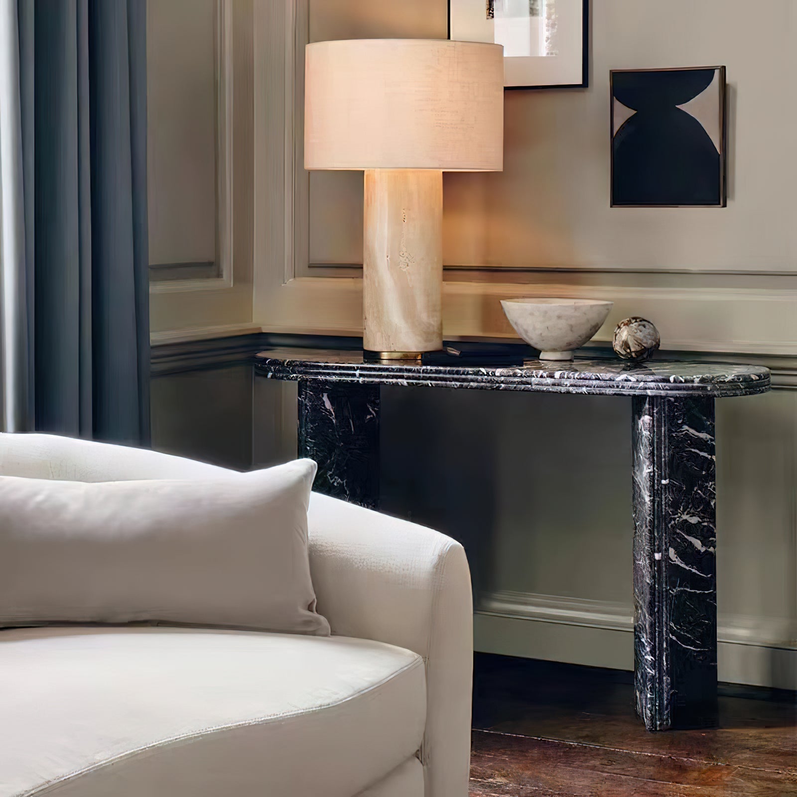 Remi Stone Table Lamp - Lamp Copper