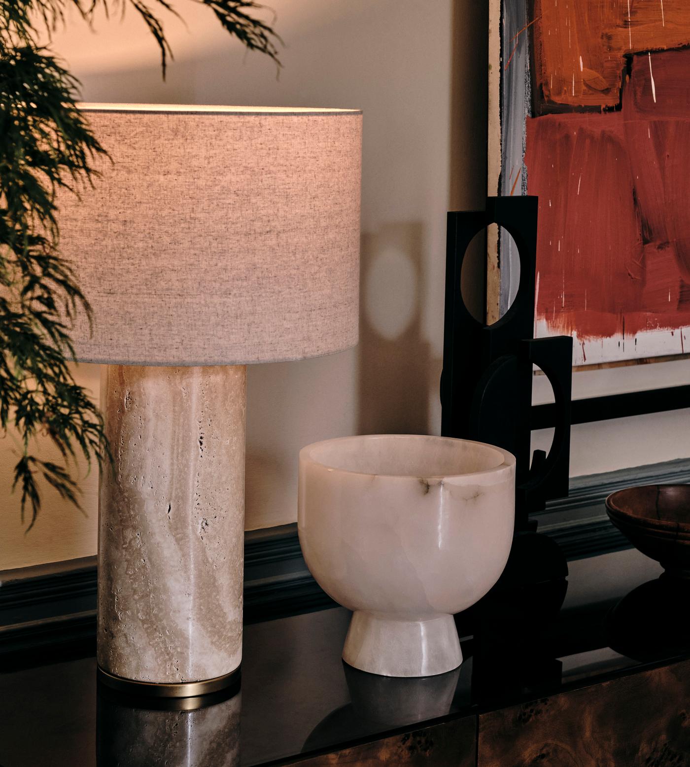 Remi Stone Table Lamp - Lamp Copper