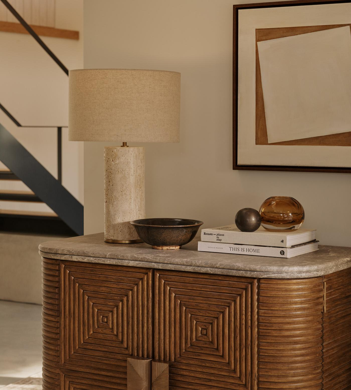 Remi Stone Table Lamp - Lamp Copper