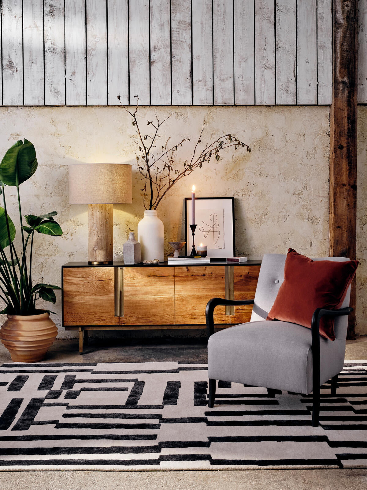 Remi Stone Table Lamp - Lamp Copper