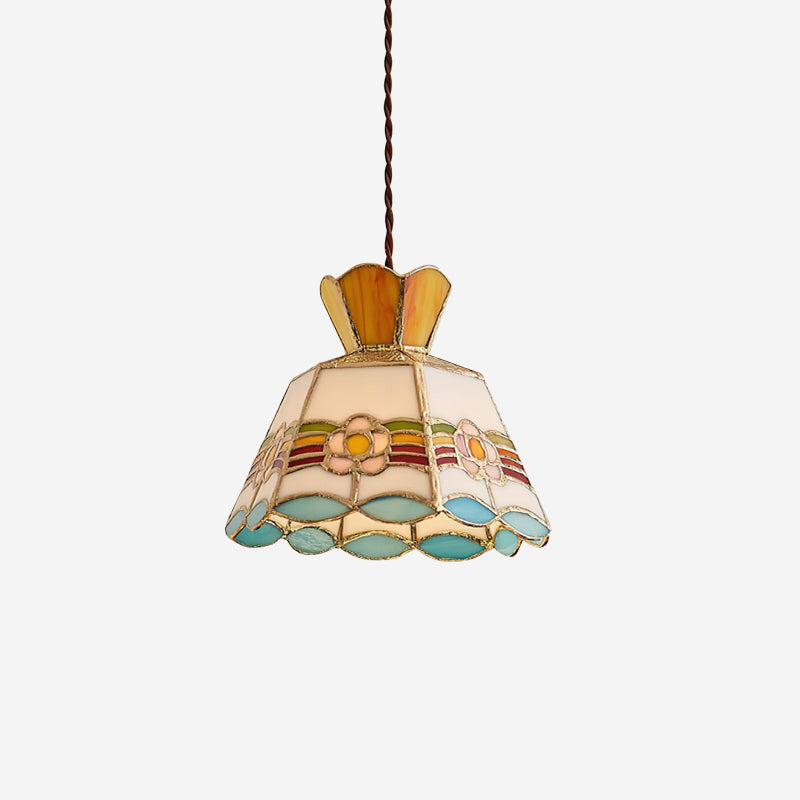 Tiffany Lampade a Sospensione Retrò in Vetro Floreale