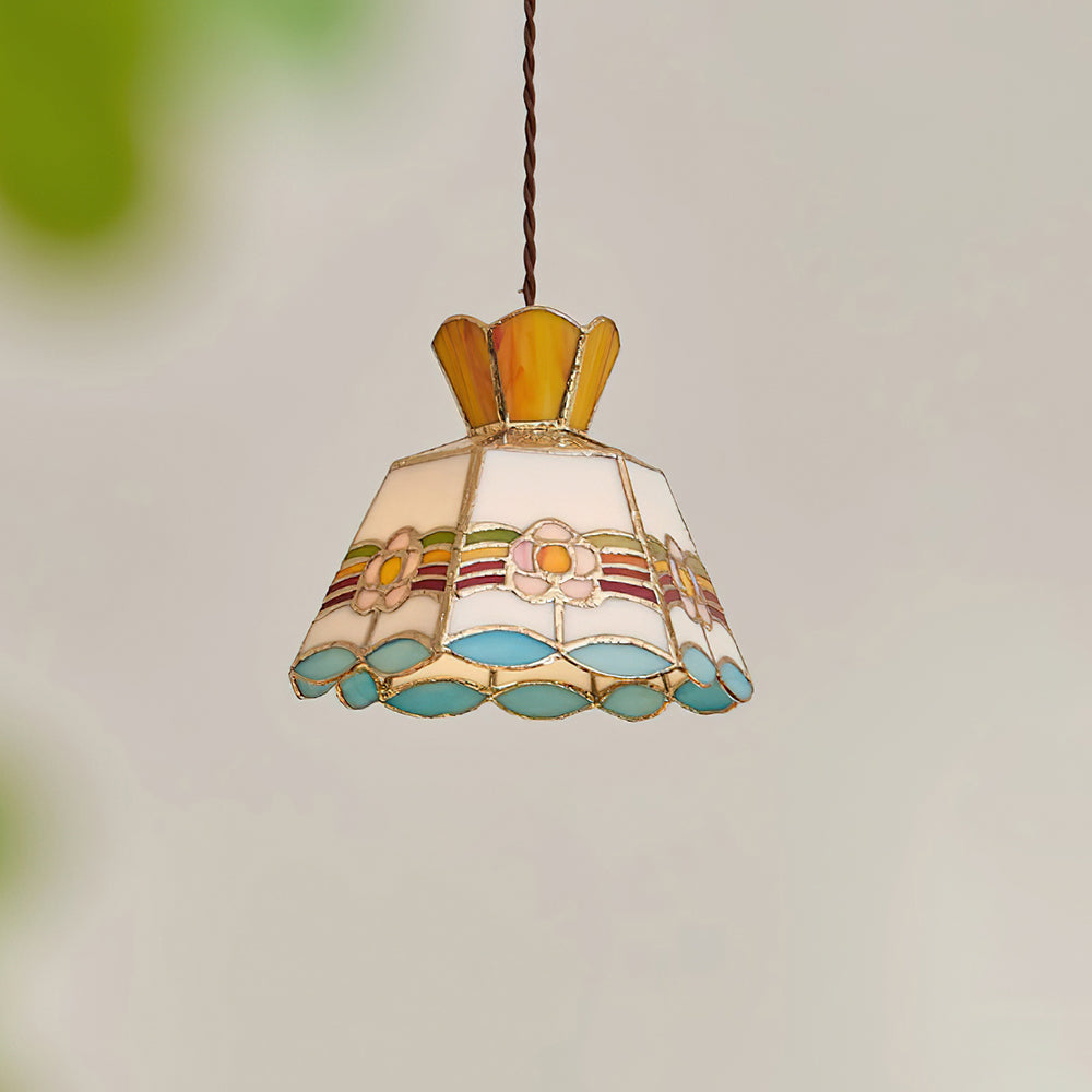 Tiffany Lampade a Sospensione Retrò in Vetro Floreale