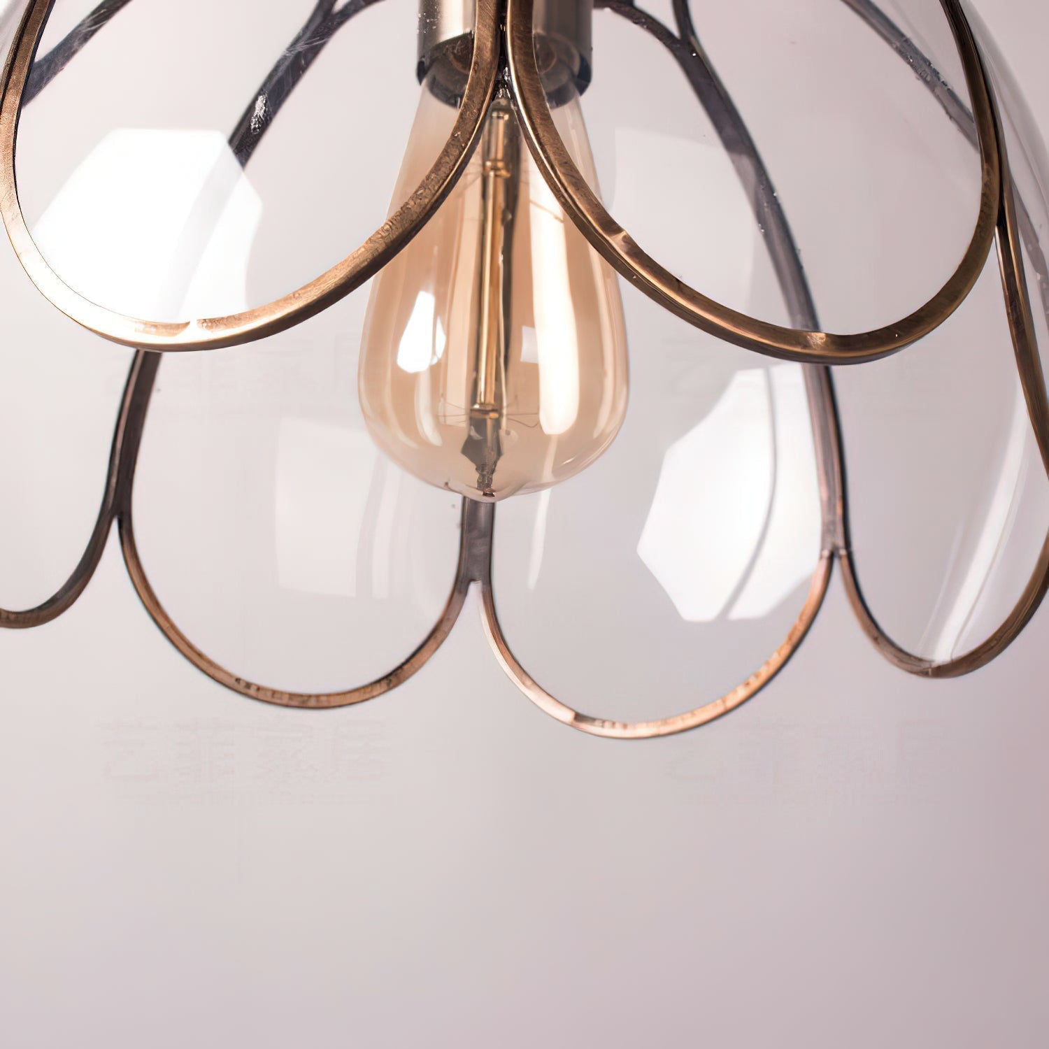 Eraeora Vintage Retro Metal Glass Pendant Lamp - Lamp Copper