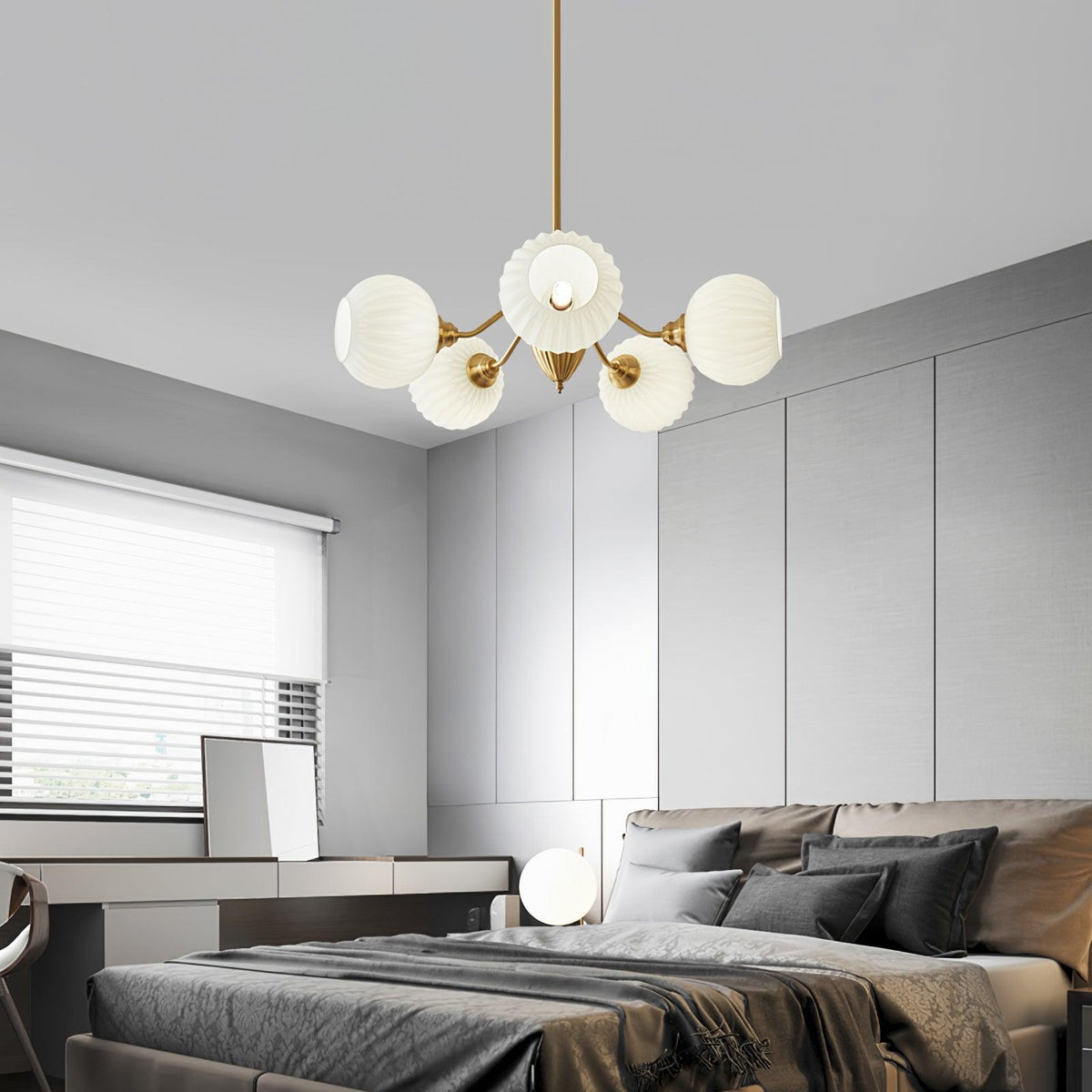 Ribbed Glass Ball Chandelier - Blowlighting
