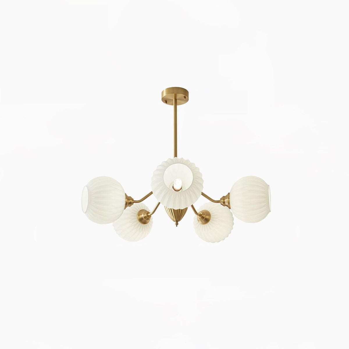 Ribbed Glass Ball Chandelier - Blowlighting