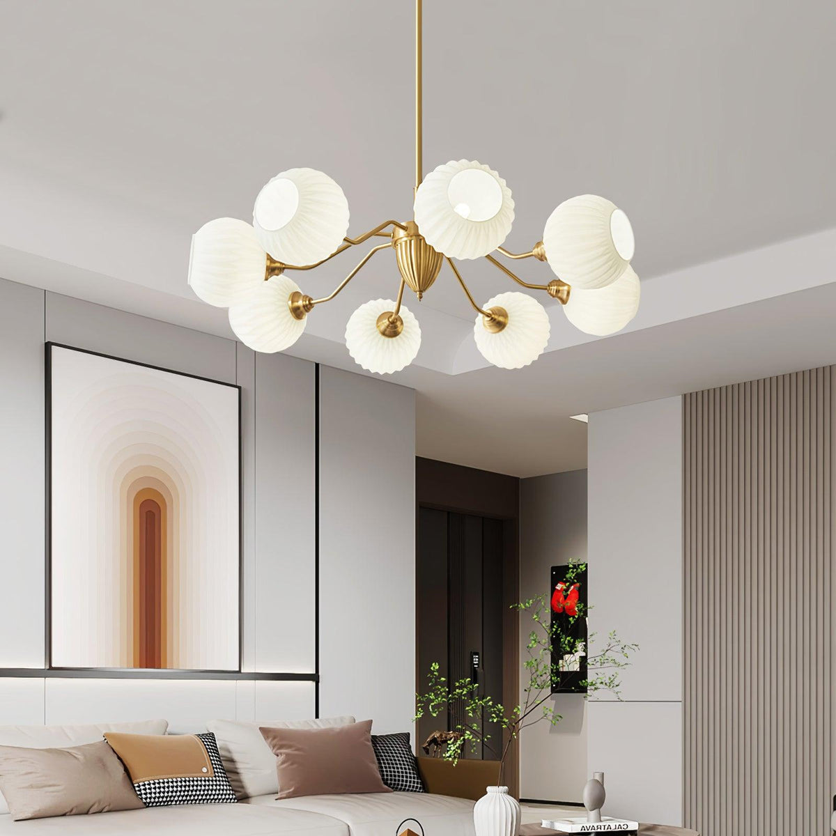 Ribbed Glass Ball Chandelier - Blowlighting