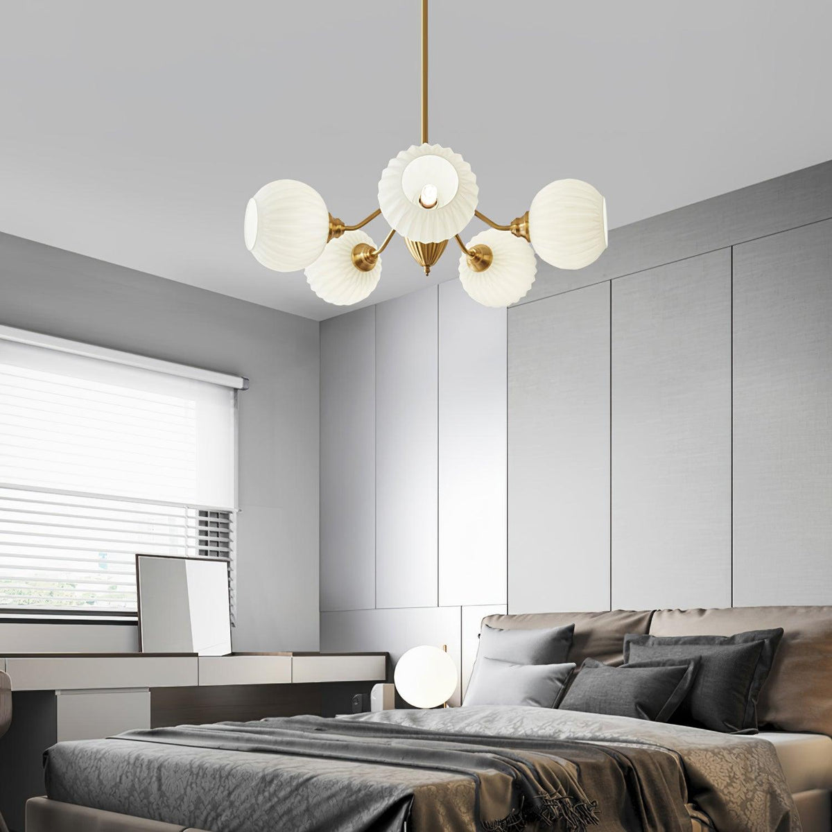 Ribbed Glass Ball Chandelier - Blowlighting
