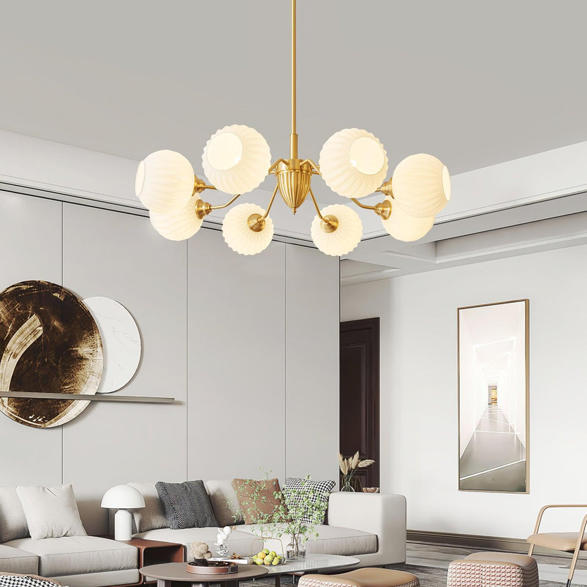 Ribbed Glass Ball Chandelier - Blowlighting