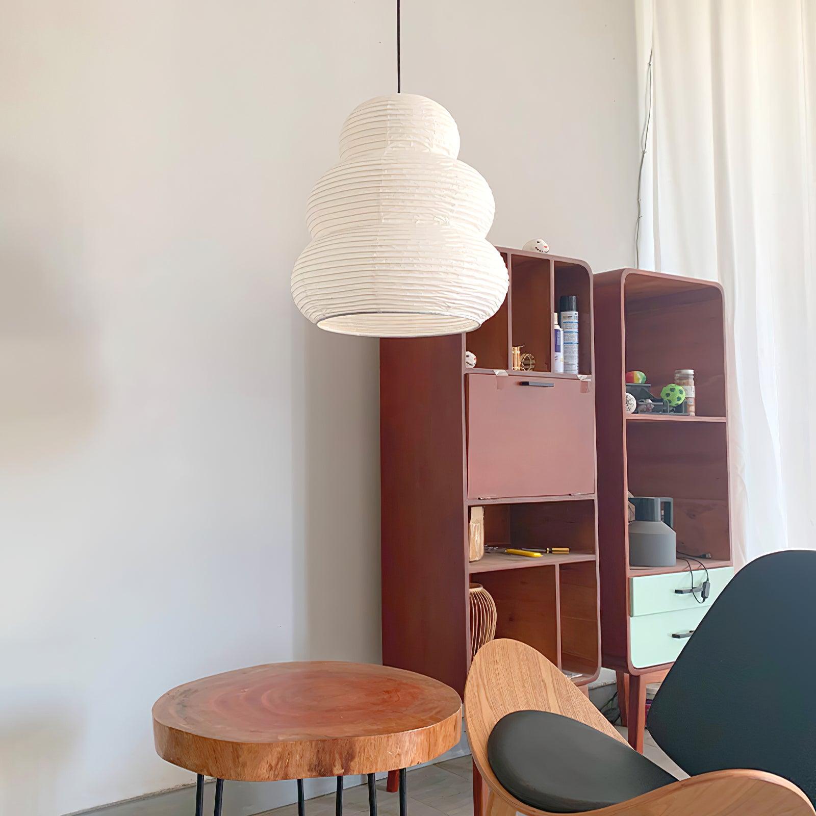 Solara Pendant Lamp Washi Paper Tiered Lantern Japanese Living Room - Letslighting