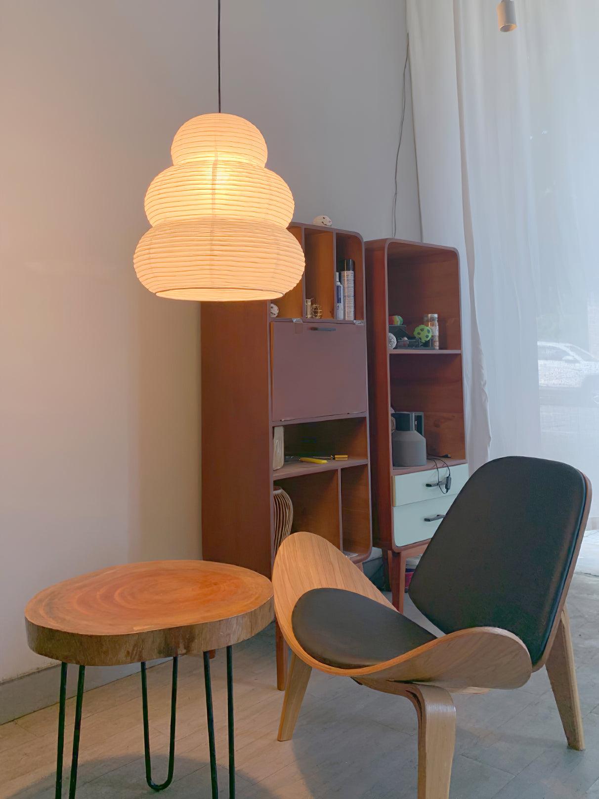 Solara Pendant Lamp Washi Paper Tiered Lantern Japanese Living Room - Letslighting