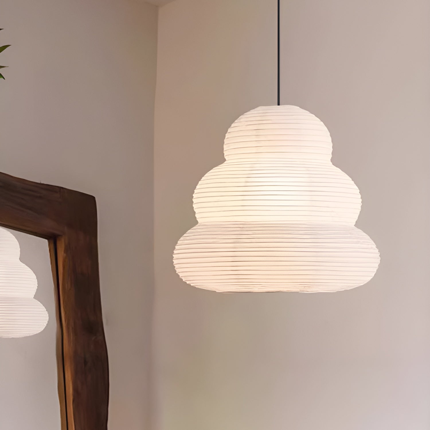 Solara Pendant Lamp Washi Paper Tiered Lantern Japanese Living Room - Letslighting